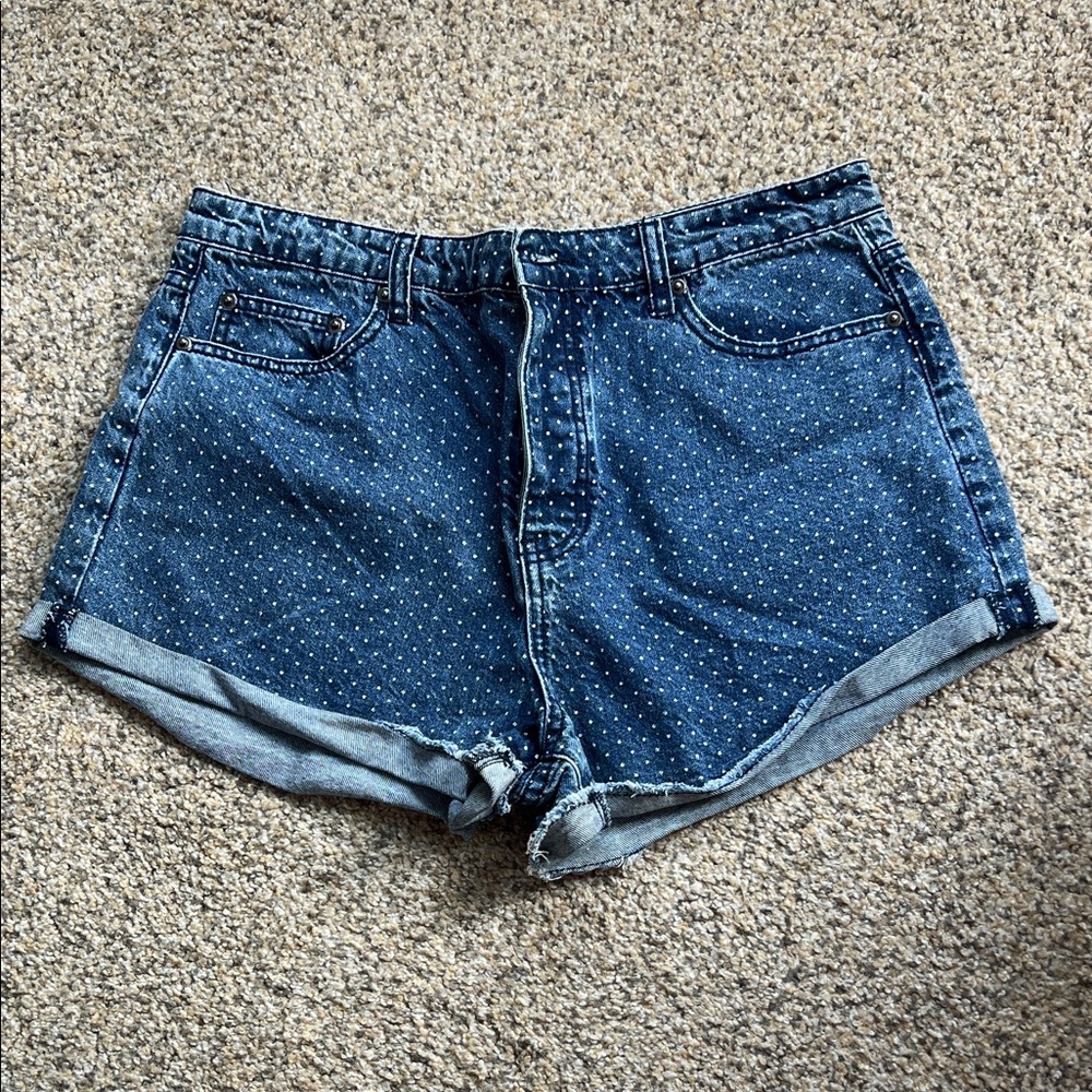 Forever 21 Blue Jean Shorts with White Dots